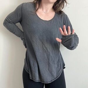 Lululemon Charcoal Gray Relaxed Long Sleeve Tee with Scoop Neckline